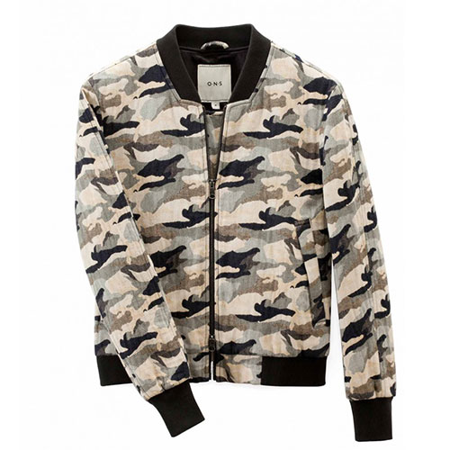 camo printed bomber jacket Jacquard Camo Jacket from ONS Clothing