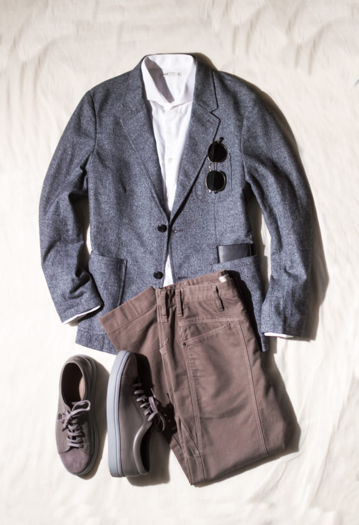how to dress by ons clothing laydown with chinos, blazer and button down