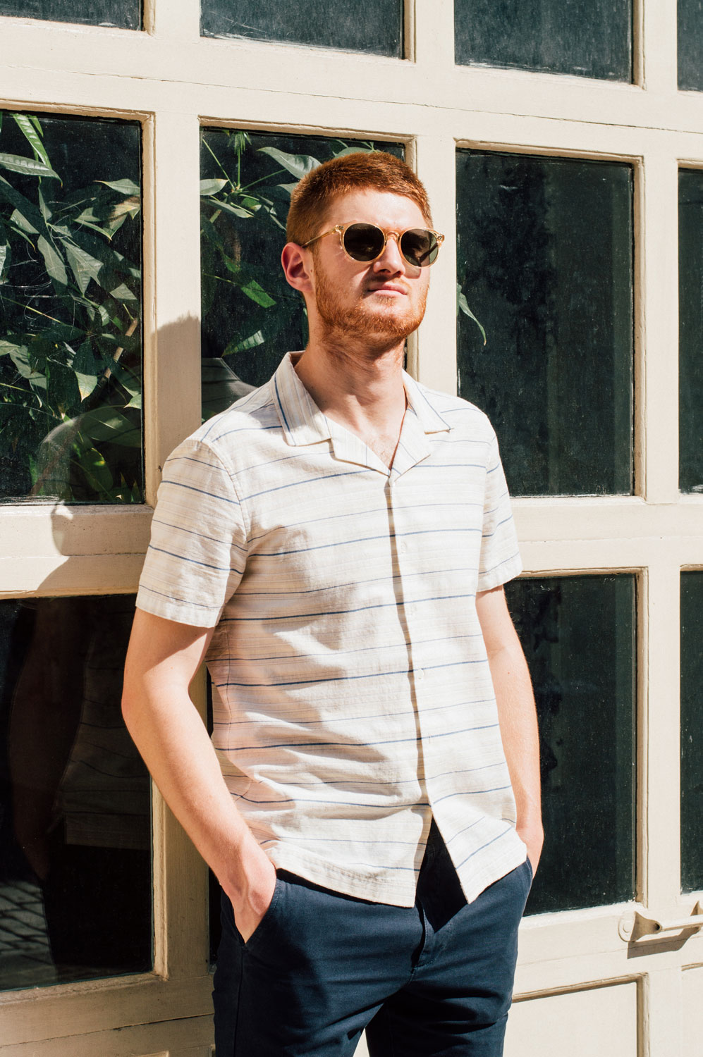 heatwave editorial short sleeve button down shirt and pants by ons clothing