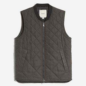 Quilted dark grey zip up vest by ONS Clothing