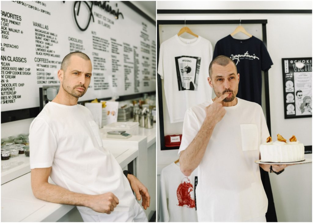 Nicholas Morgenstern of Morgenstern's Ice Cream wearing the Lenox Pocket Tee from ONS Clothing