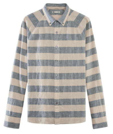 Striped Raglan Sleeve Button Down Shirt for ONS Clothing