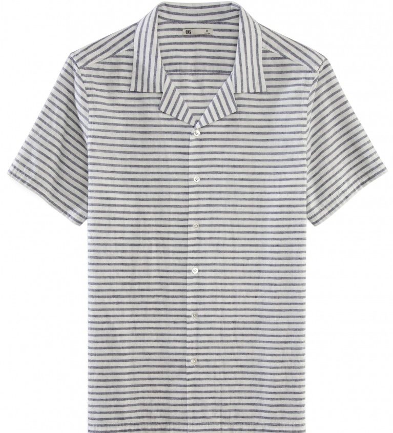 short sleeve button down camp collar shirt grey stripe, Feeder Shirt by ONS Clothing