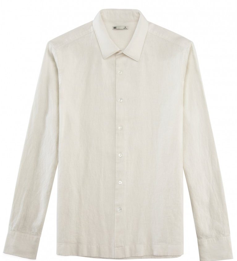 White Cotton Linen Shirt by ONS Clothing