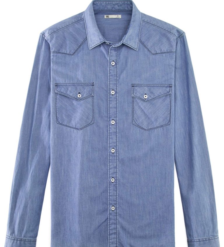 Indigo Button Down Western Button Down Denim Shirt by ONS Clothing