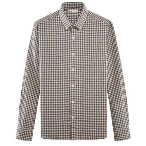 Black checked button down shirt, Crinkle Check Shirt by ONS Clothing