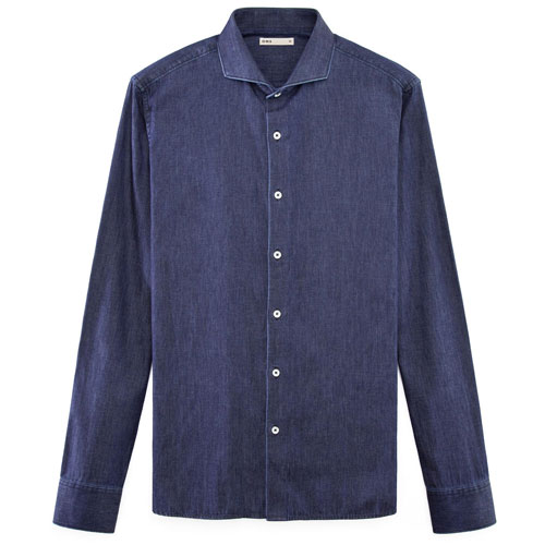 Indigo Denim Cutaway Collar Button Down Shirt for ONS Clothing