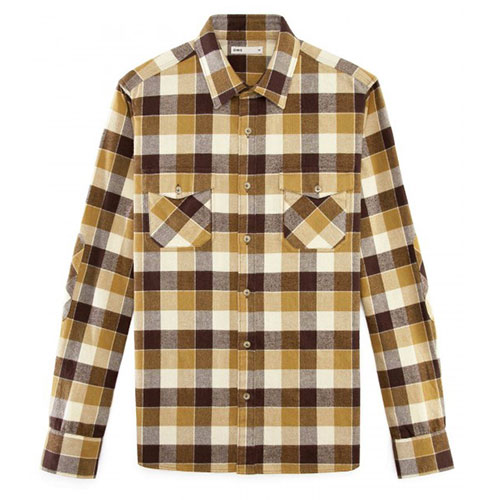 Yellow and Black Check Button Down Shirt Double Pocket Checkshirt from ONS Clothing