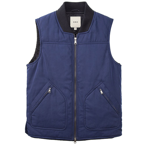 Quilted Navy Zip Up Dress, Color Block Quilted Vest by ONS Clothing