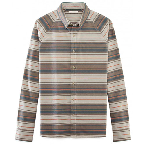 Striped Button Down Shirt, Horizontal Stripe Raglan Shirt by ONS Clothing