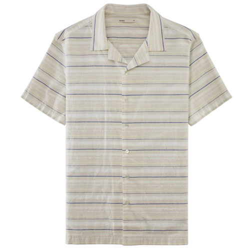 Striped Button Down Camp Collar short sleeve shirt, Rockaway Button Down