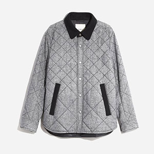 Mens Grey Quilted Shirt Jacket by ONS Clothing