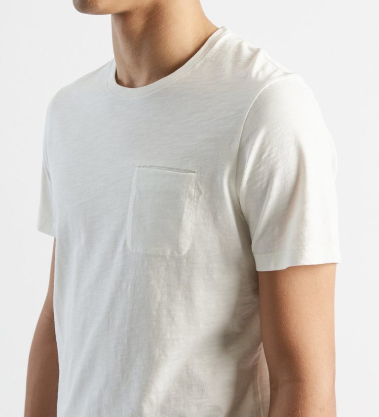 White Short Sleeve Pocket T-shirt Bowery Slub Pocket Tee