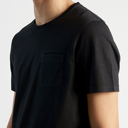 Short Sleeve Black T-shirt Bowery Slub Pocket Tee