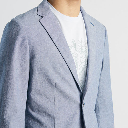 Light Blue Chambray Two Button Blazer Chambray Kent Blazer