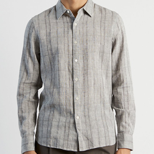 grey plaid button down Adrian Jacquard shirt