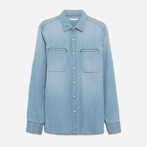 light wash denim button down shirt Chambray Adrian Shirt