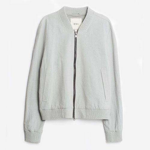 linen zip up bomber Linen Bax Bomber