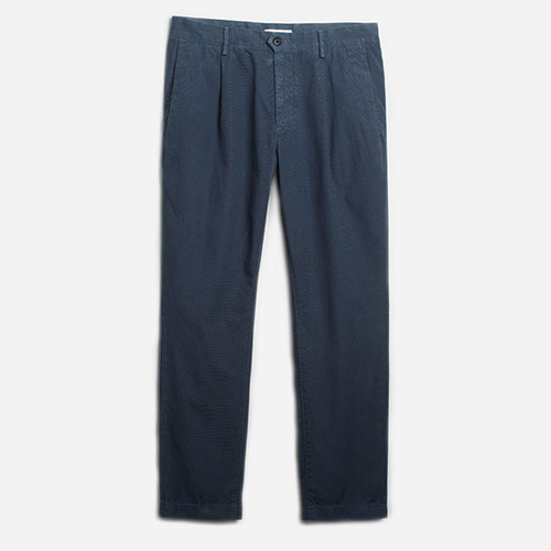 Navy Linen Modern Chinos by ONS Clothing
