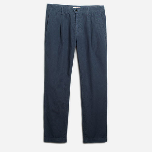 Navy Linen Modern Chinos by ONS Clothing