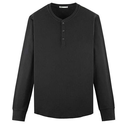 O.N.S Black Waffle Court Henley - O.N.S Clothing