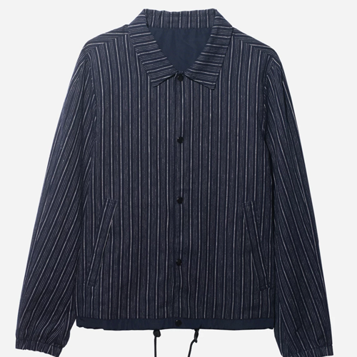 mens button up shirt striped navy blue and white, Hawthorne reversible from ons clothing