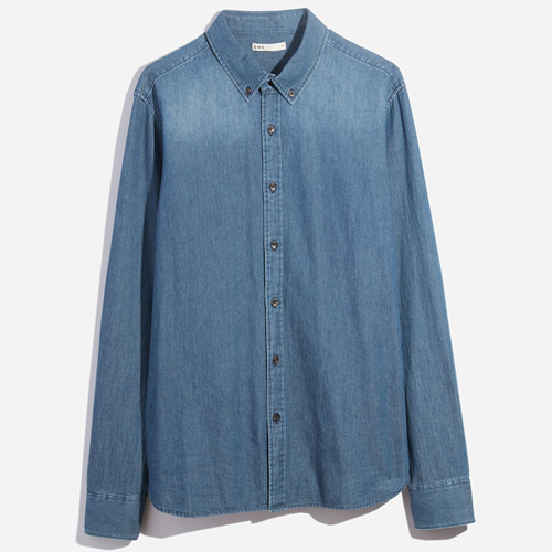 light wash blue jean button up, Adrian Denim Shirt from ONS mens Clothing