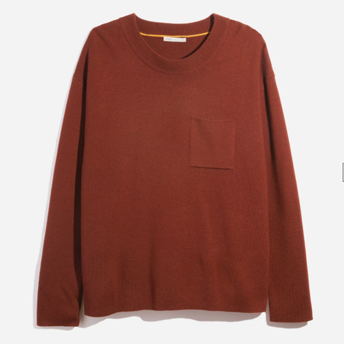 red burnt orange long sleeve thick collar, Vincent Pocket Sweater from ONS Clothing