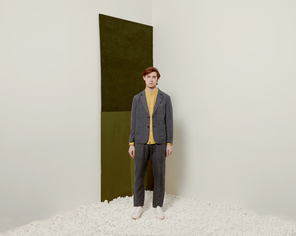 ONS SS21 Campaign backdrops using repurposed fabric scraps sourced at Fabscrap, in Brooklyn.